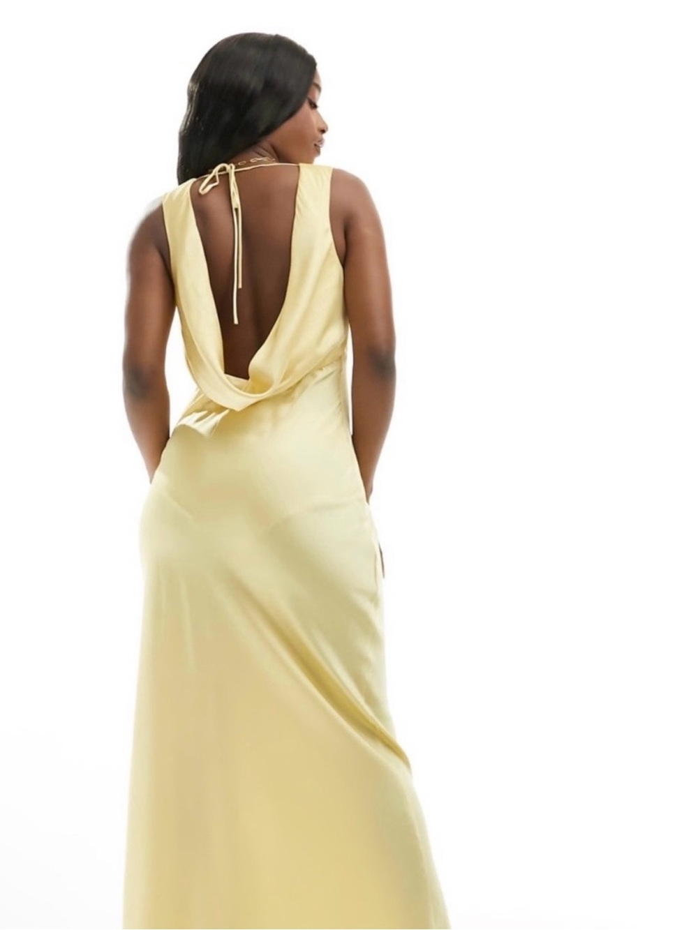 Abercrombie pale yellow open back dress
